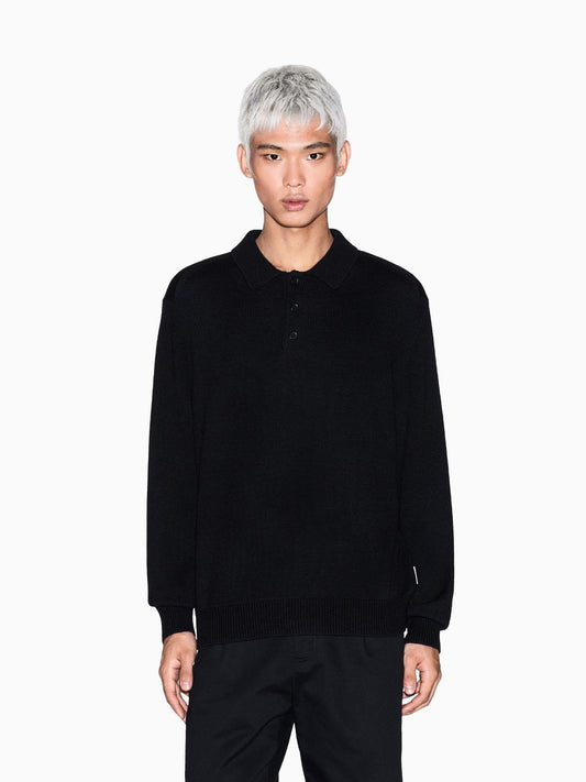 Armani Exchange Polo Uomo in Maglia di Lana e Cotone Nero Elegante