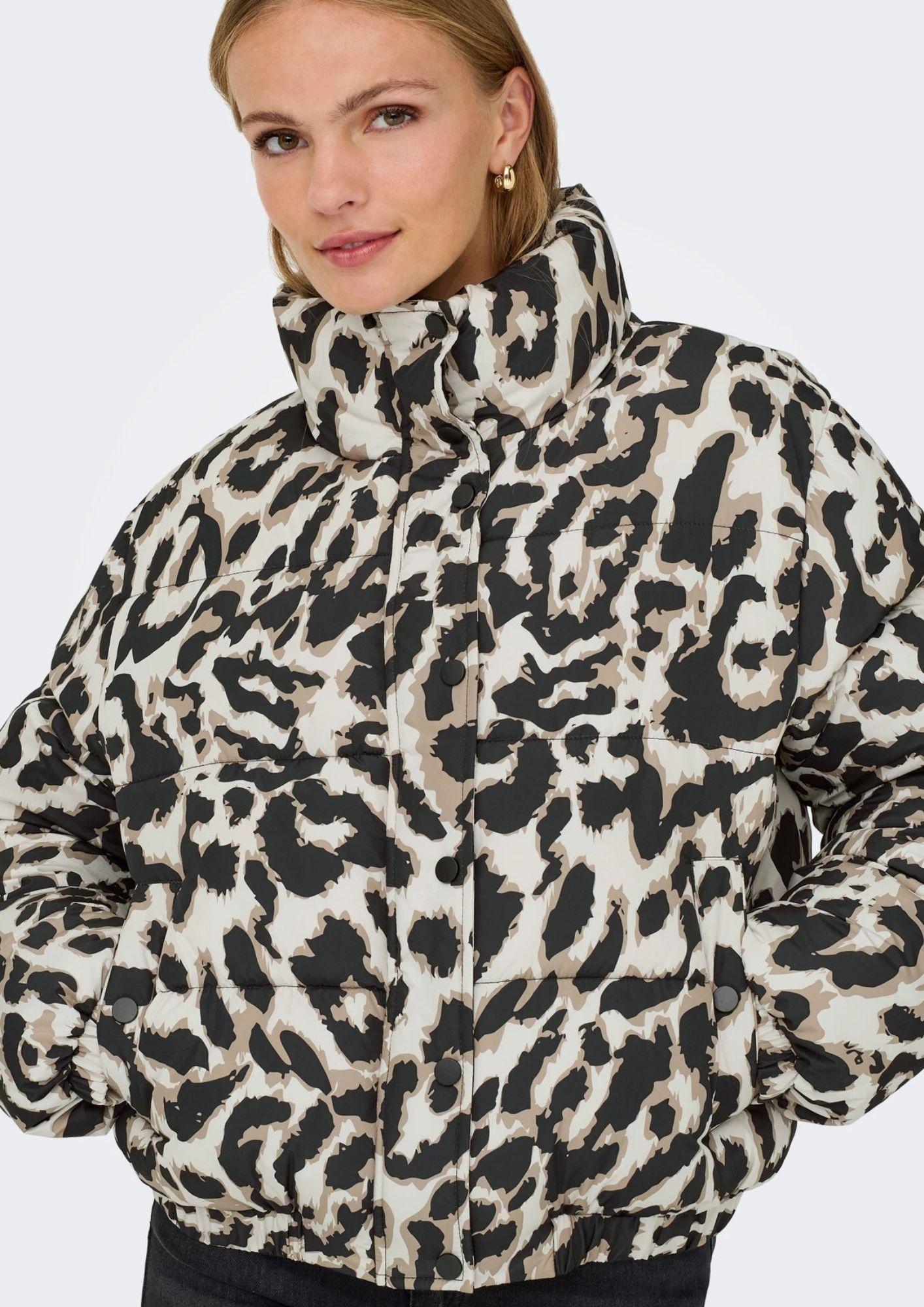 Jacqueline De Yong Giacca Invernale Donna Moon Beige Animalier