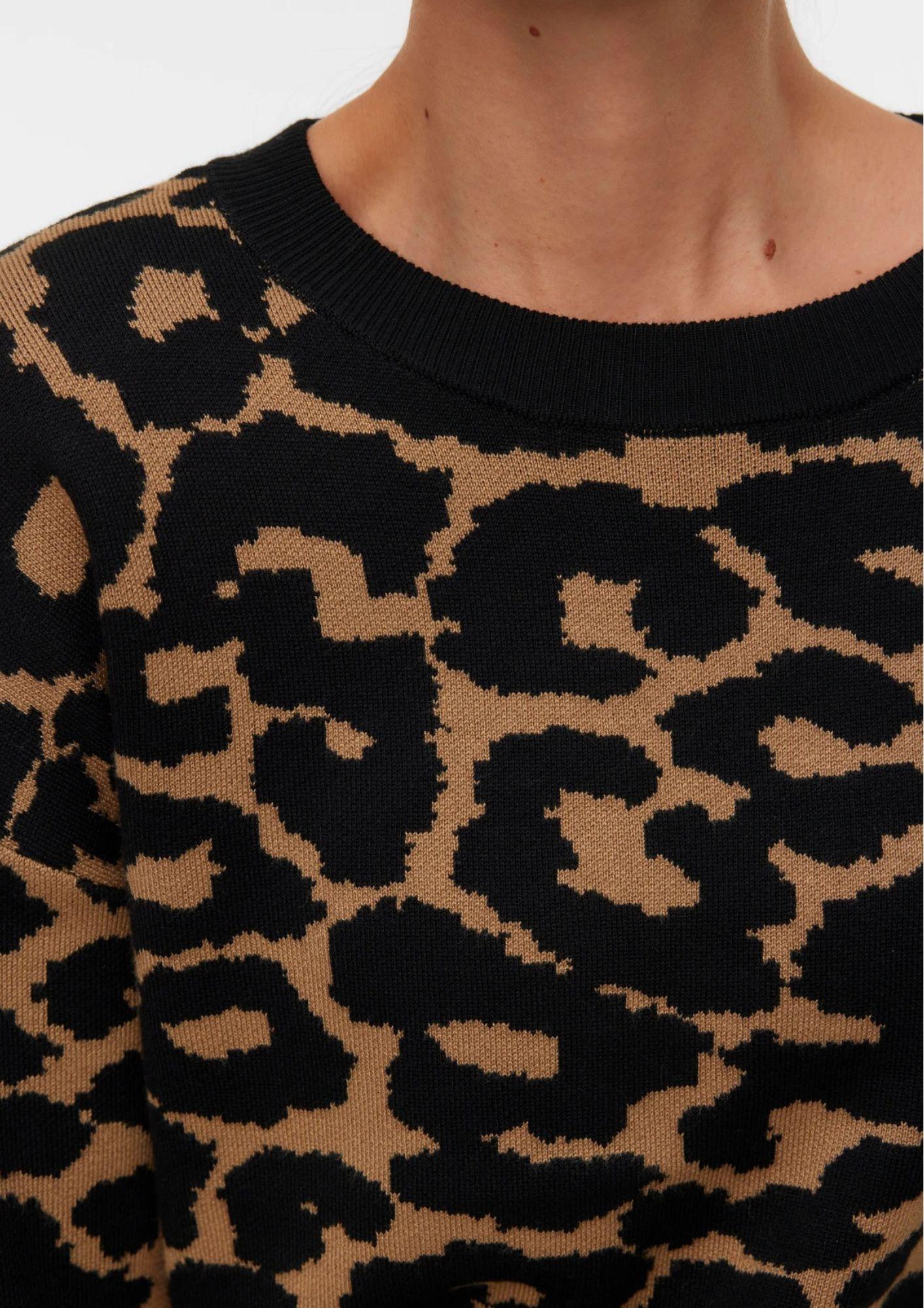 Vero Moda Pullover Donna Siljeanimal Marrone Animalier
