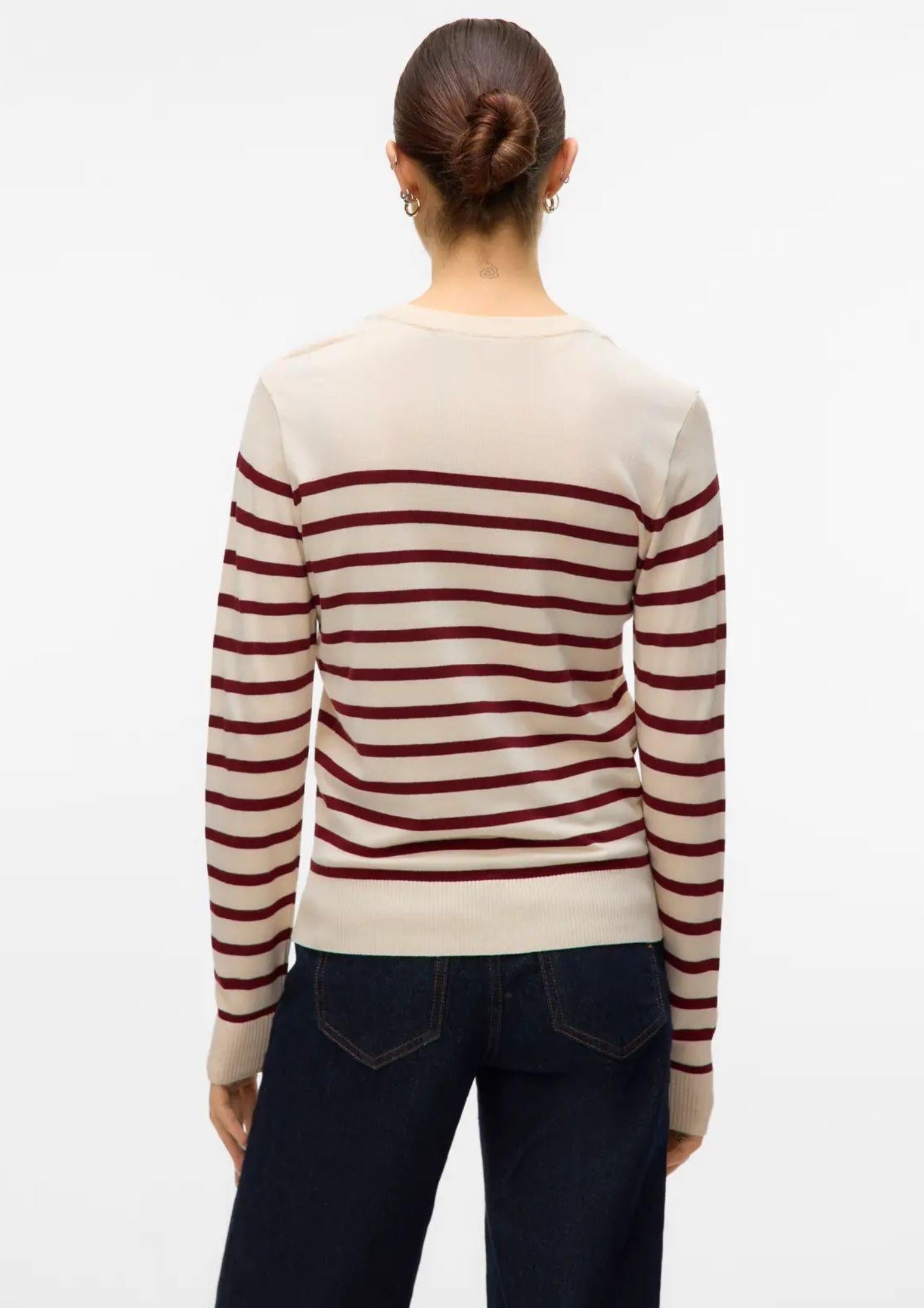 Vero Moda Pullover Donna Dory Beige e Bordeaux