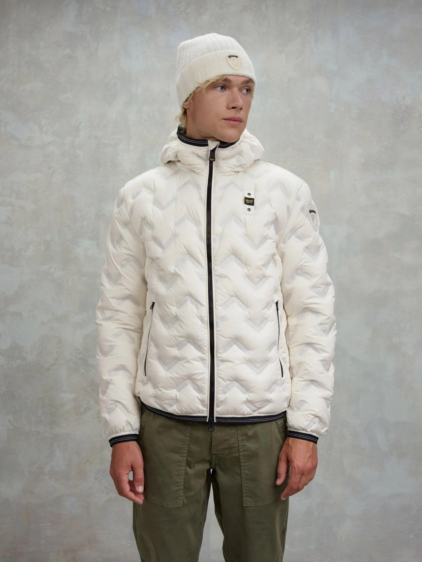 Blauer Piumino Uomo Piery Bianco neve con interno beige