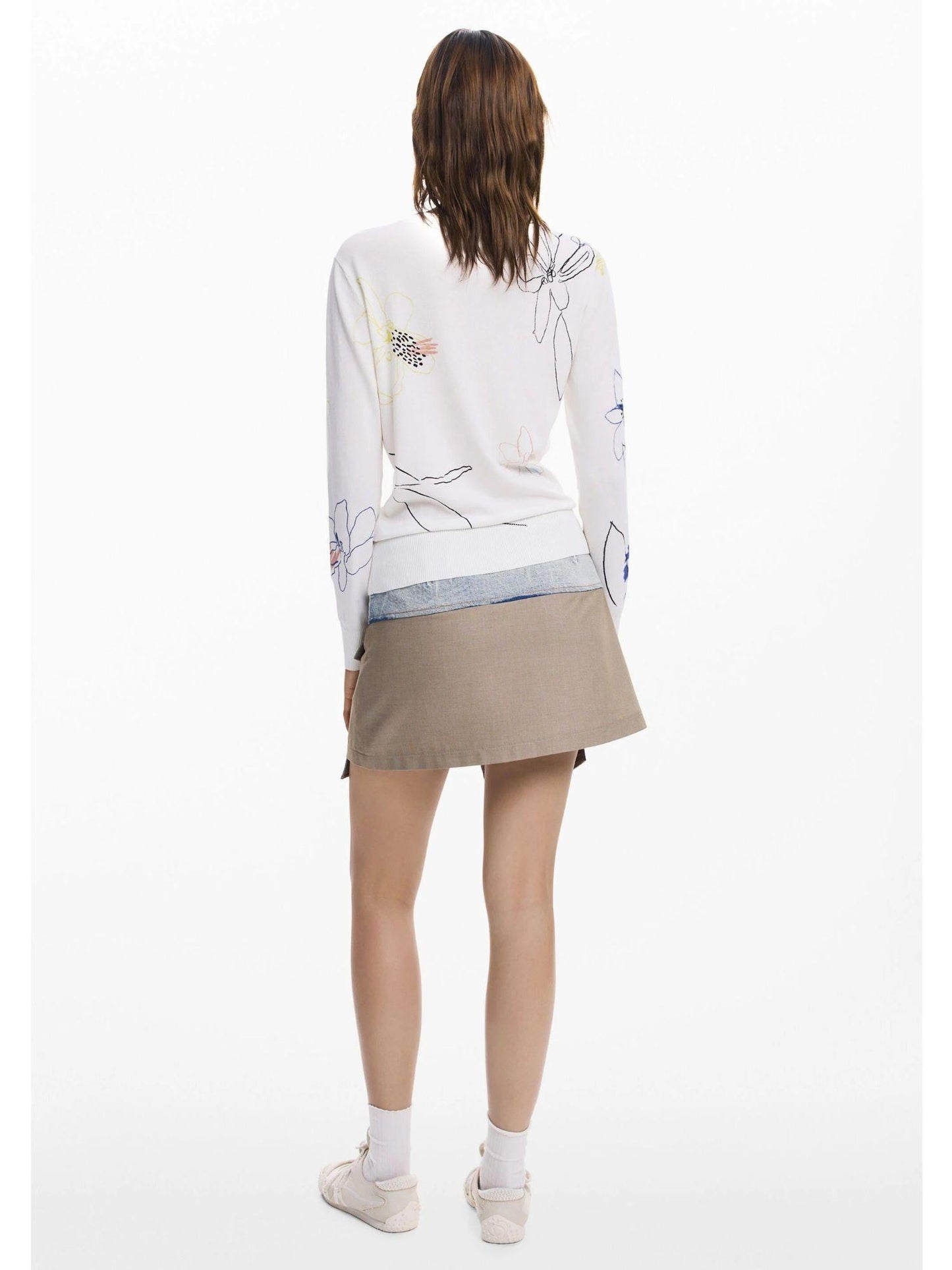 Desigual Maglione leggero con tratti floreali Donna Bianco