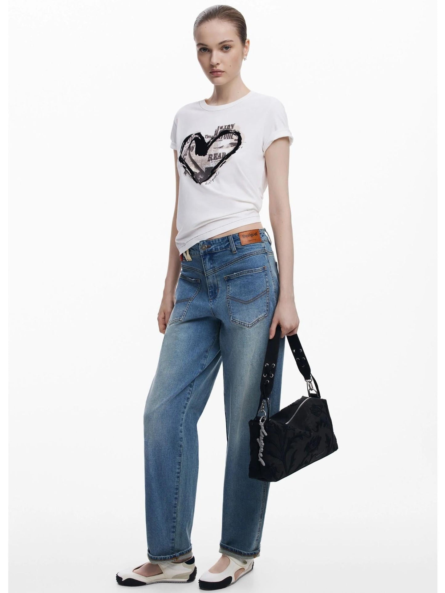 Desigual Borsa media con incisioni 3D Donna Nero