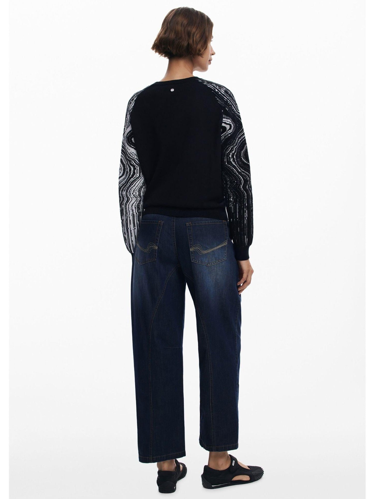 Desigual Maglione a maniche marmorizzate Donna Nero