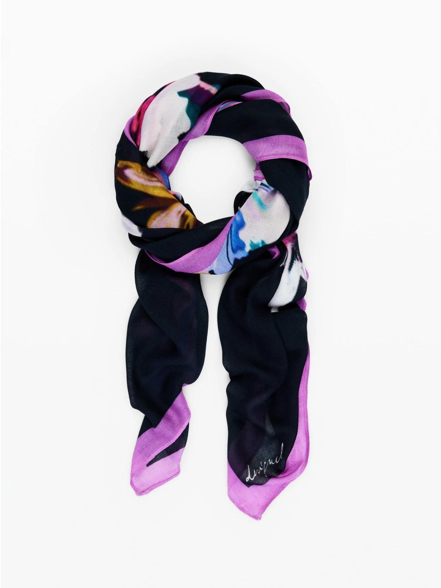 Desigual Foulard rettangolare a fiori Donna Nero