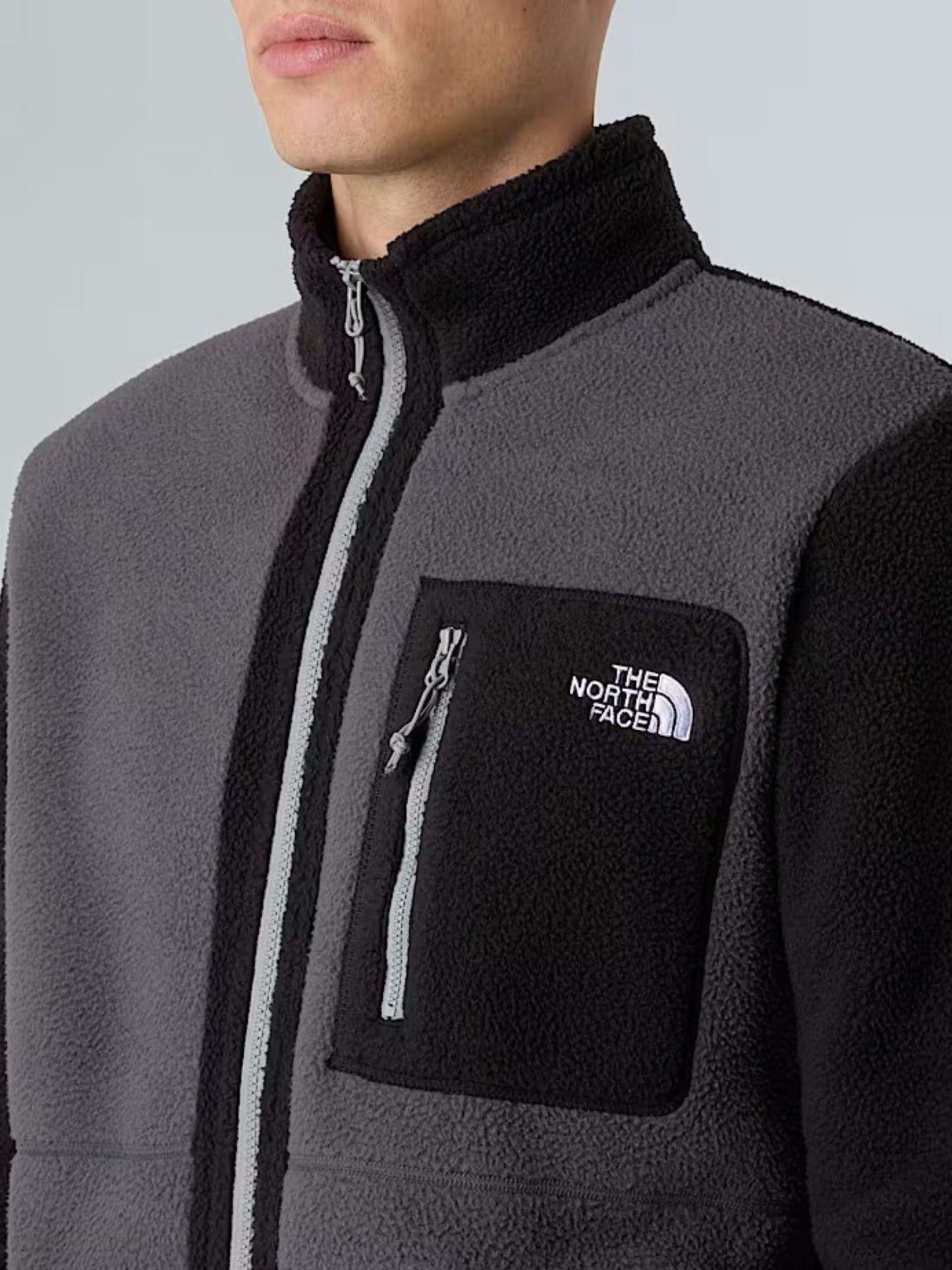 The North Face Giacca In Pile Uomo Yumiori Con Cerniera Integrale Grigio Antracite Nero Grigio Monumento