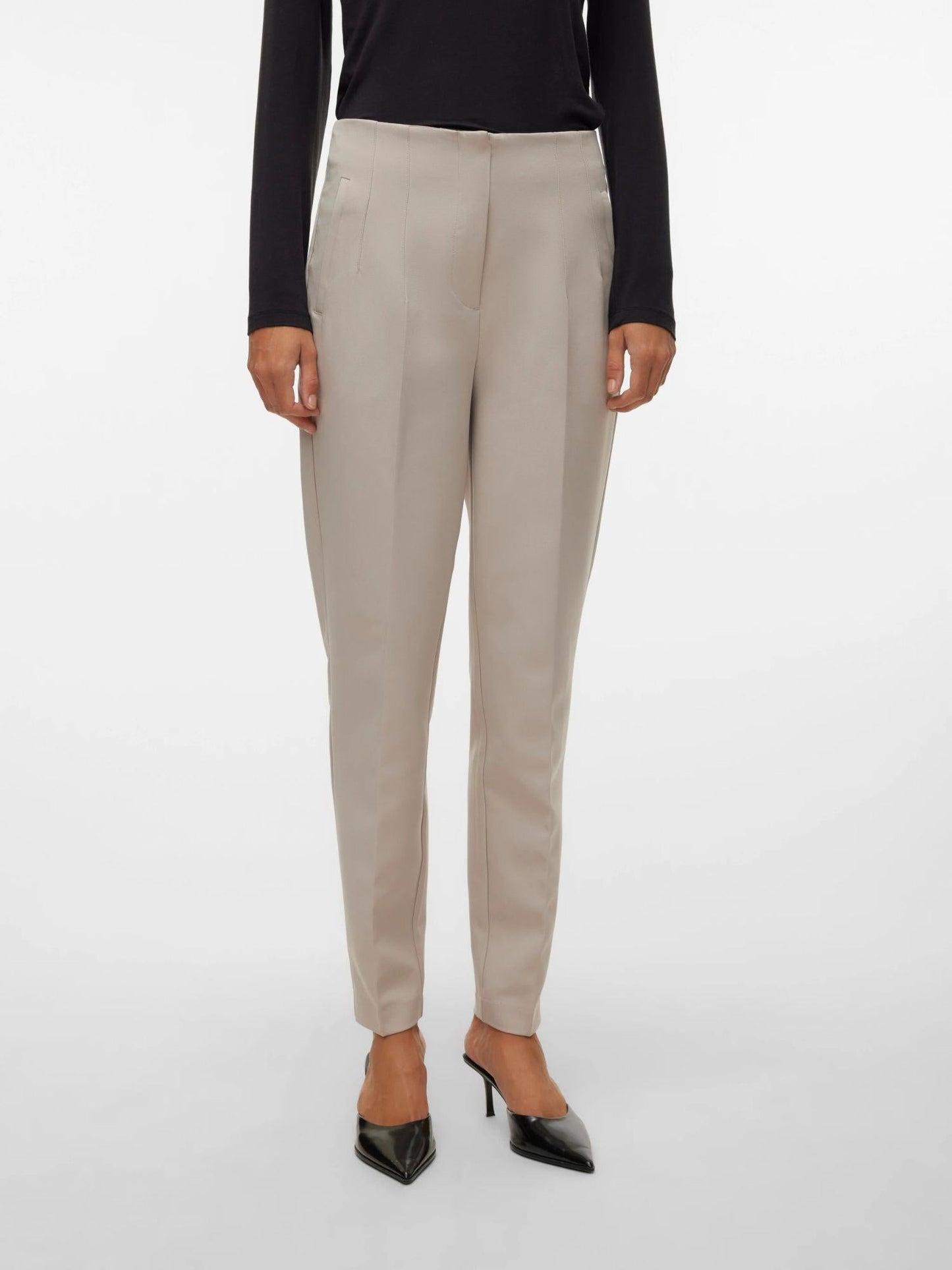 Vero Moda Pantaloni Donna Lina A Vita Alta Silver Cloud