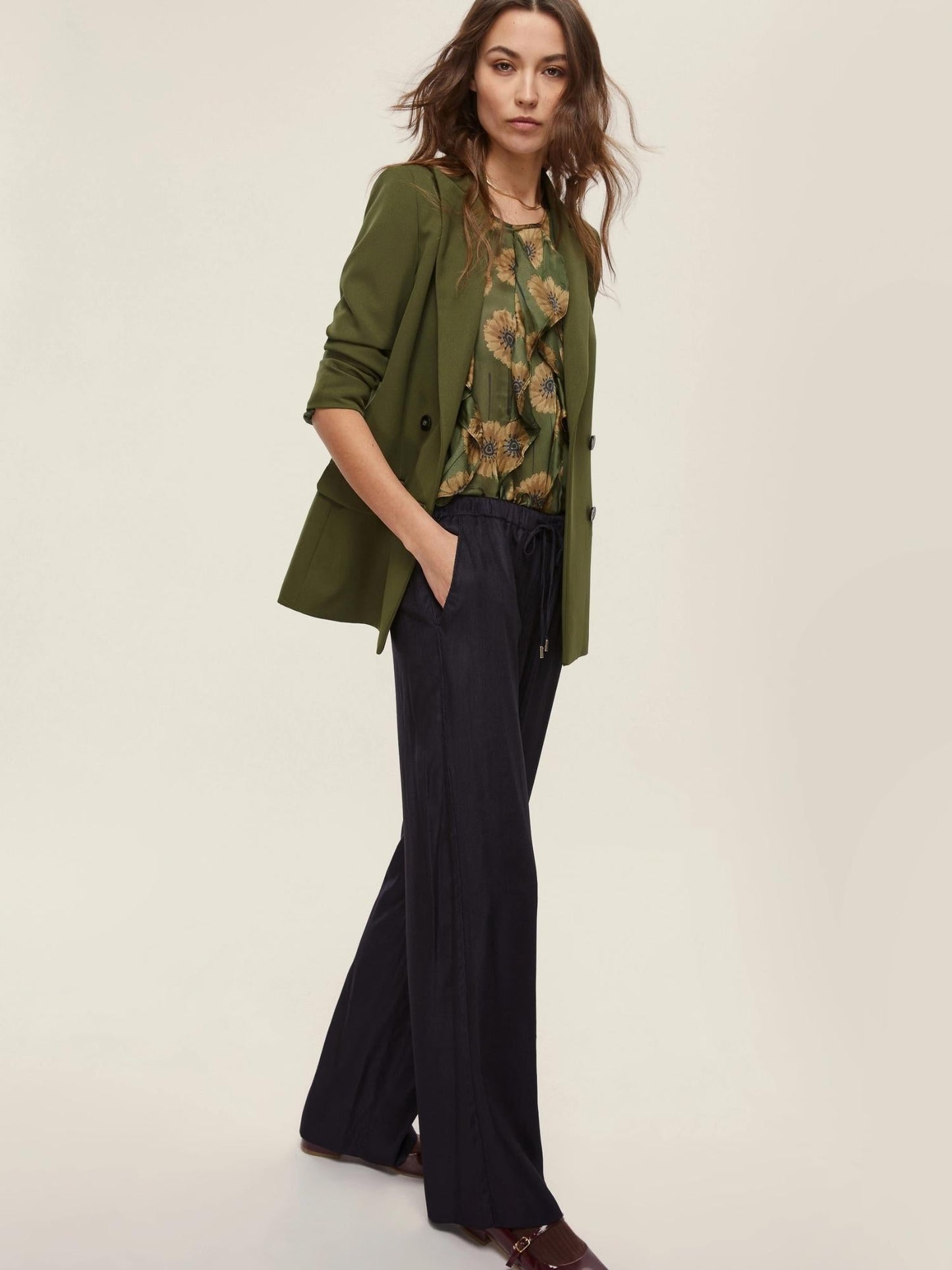 Emme Marella Pantalone in velluto a coste Isotta Donna Blu