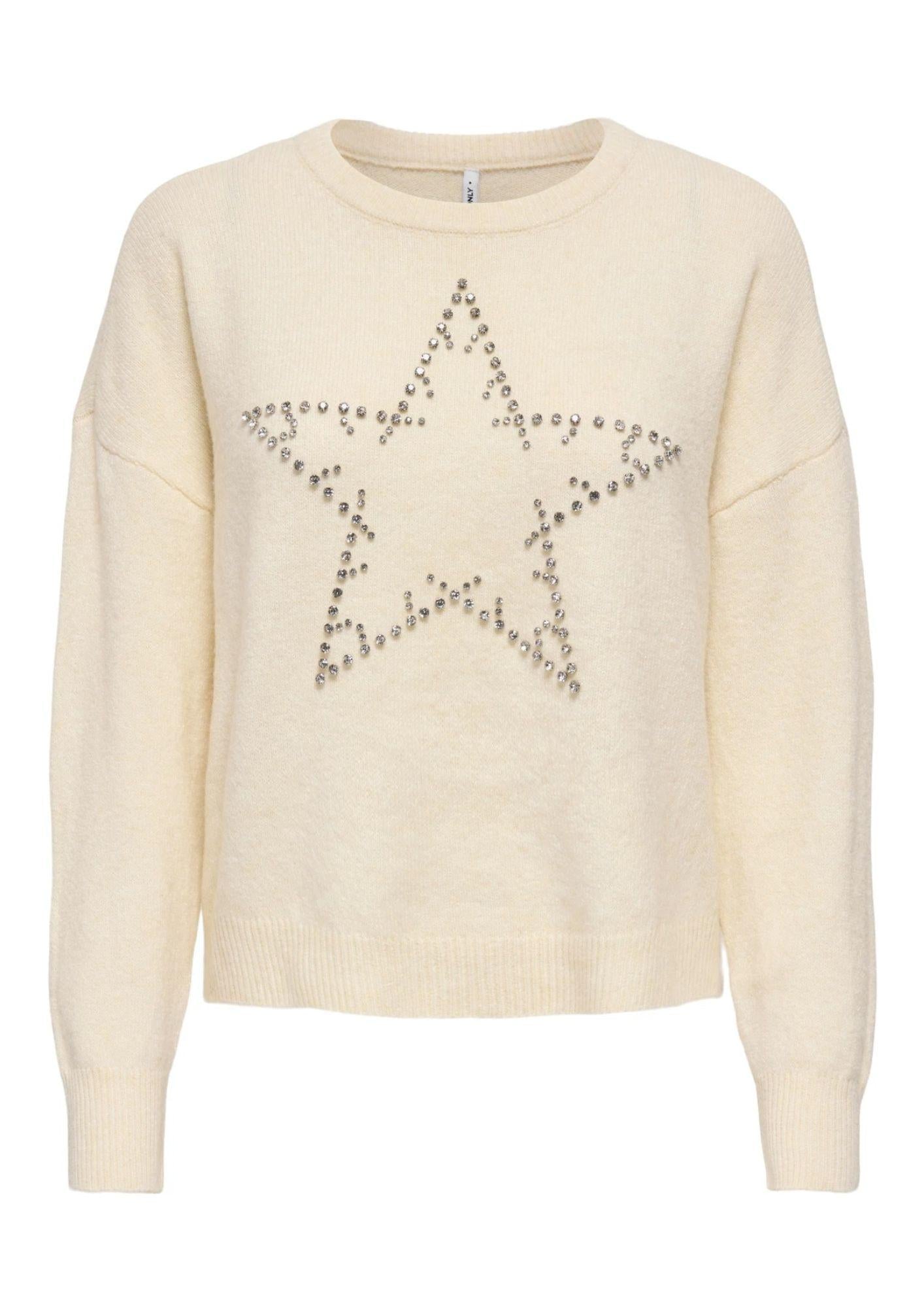 Only Maglione Donna Renata Whitecap Gray Silver Bling