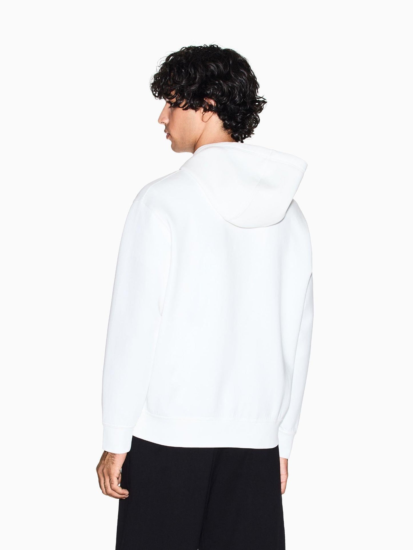 Armani Exchange felpa bianca elegante con cappuccio e zip da uomo con logo ricamato