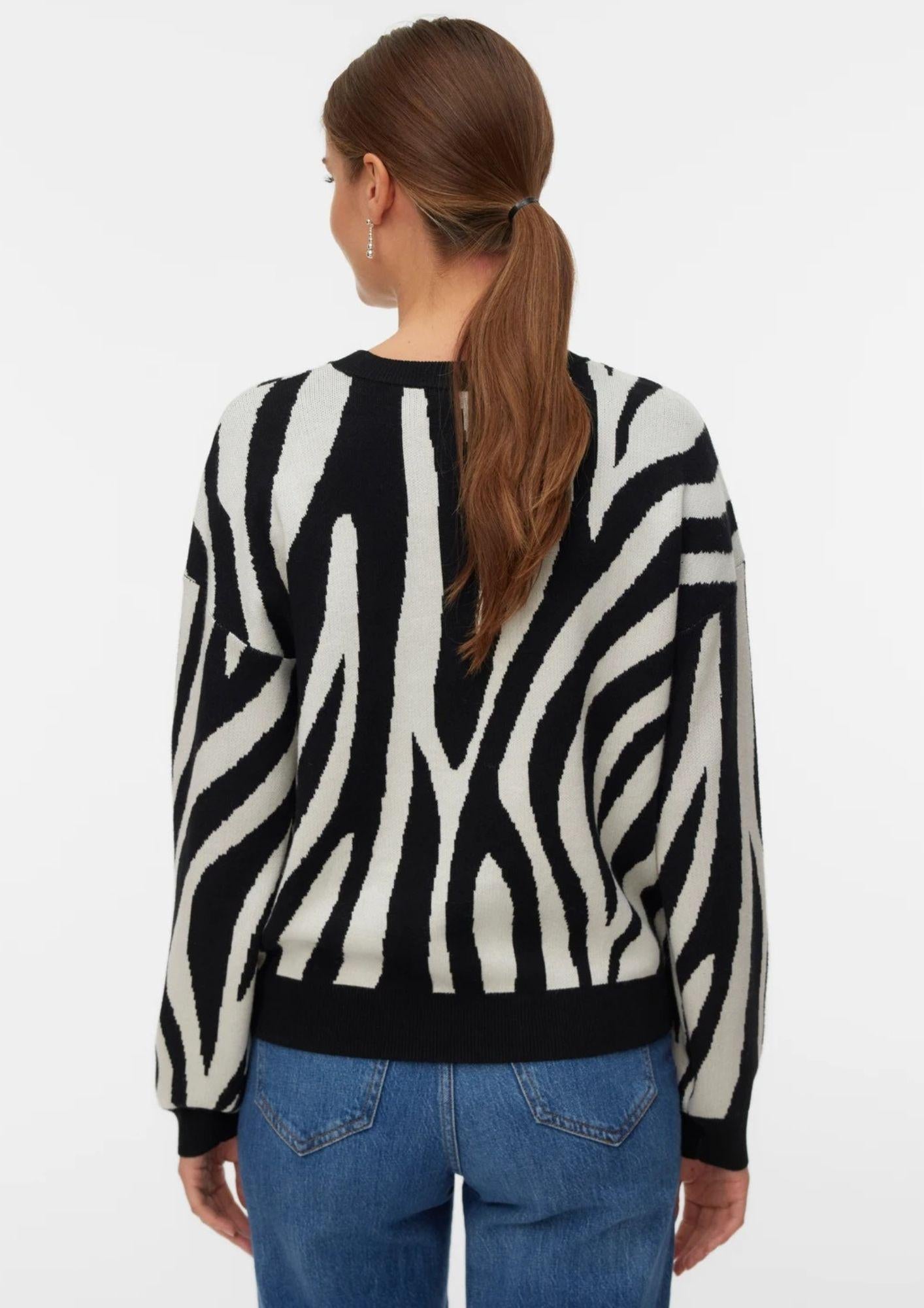 Vero Moda Maglione Donna Siljeanimal Nero Animalier