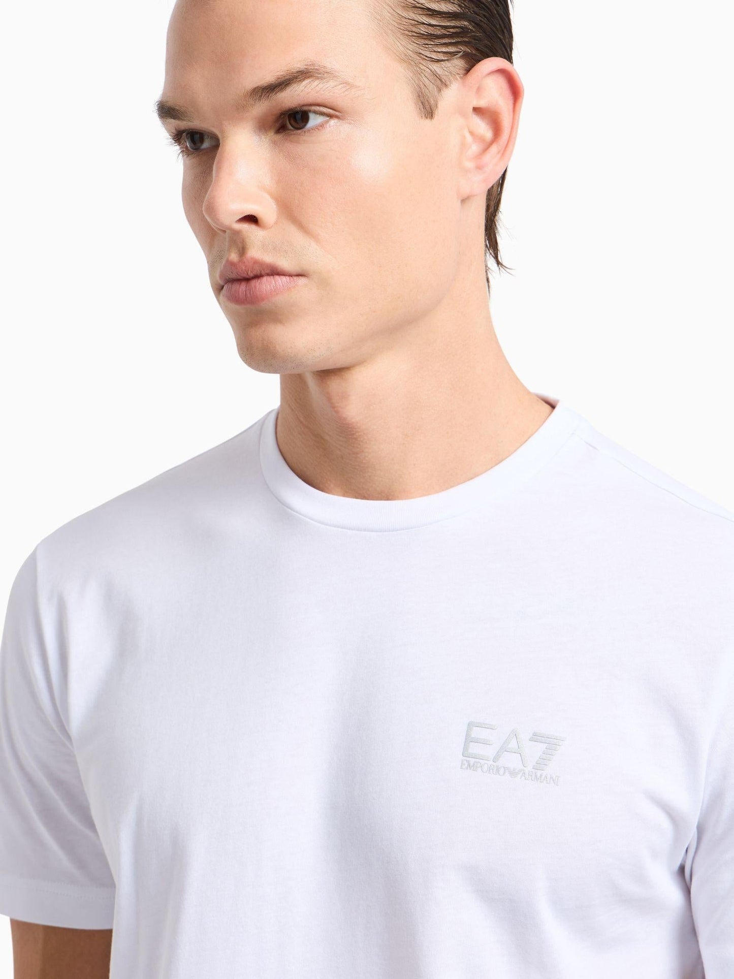 EA7 Emporio Armani T-shirt Uomo Core Identity In Cotone Pima Bianco