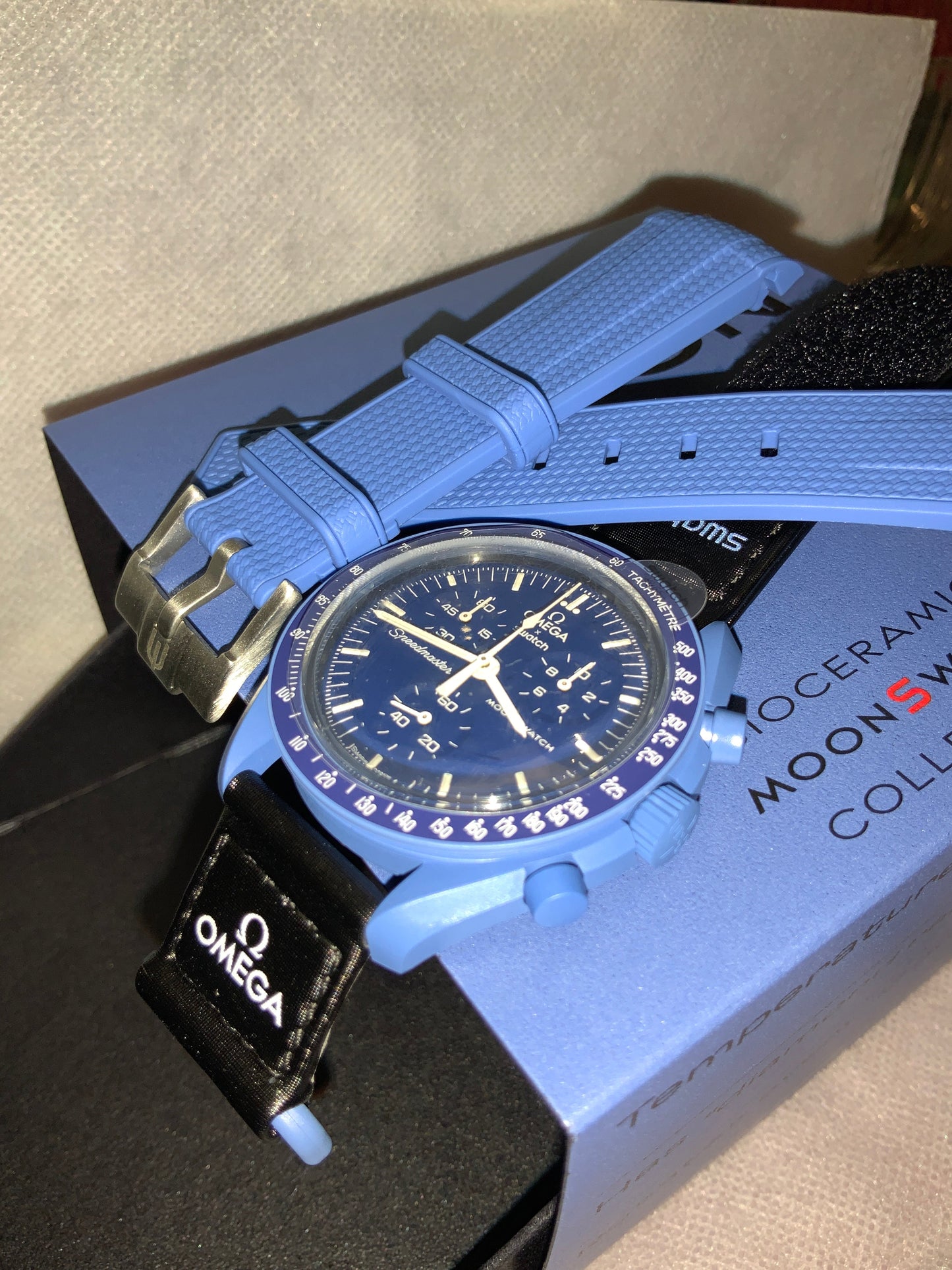 Cinturini silicone avvolgenti CARBON da 20mm per Omega x Swatch