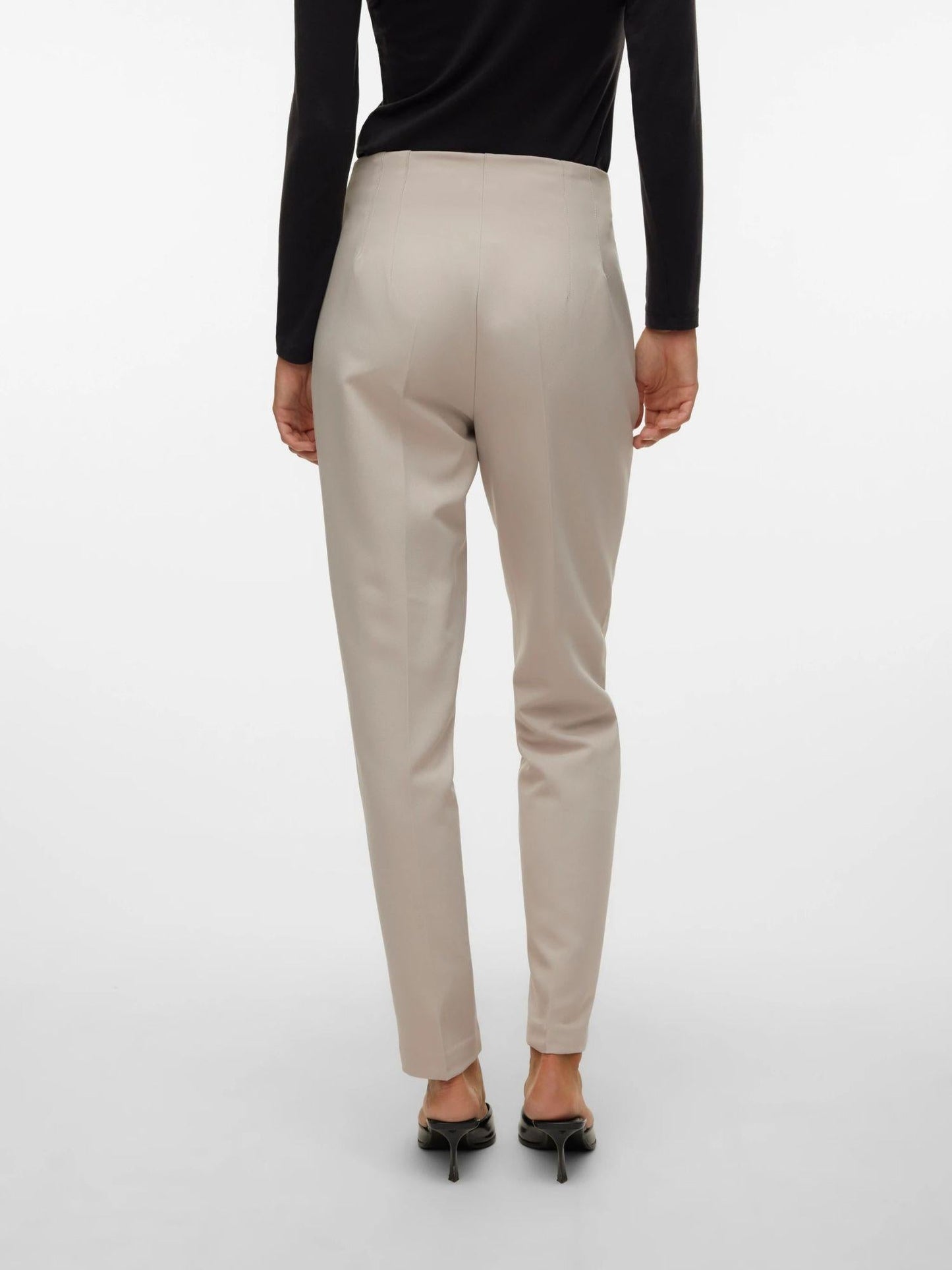 Vero Moda Pantaloni Donna Lina A Vita Alta Silver Cloud