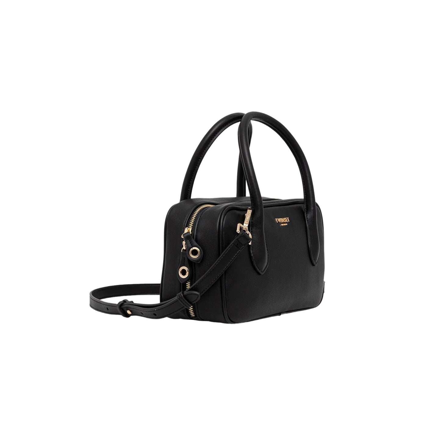 TWINSET Borsa Donna a Mano Nera Bauletto con Tracolla Removibile