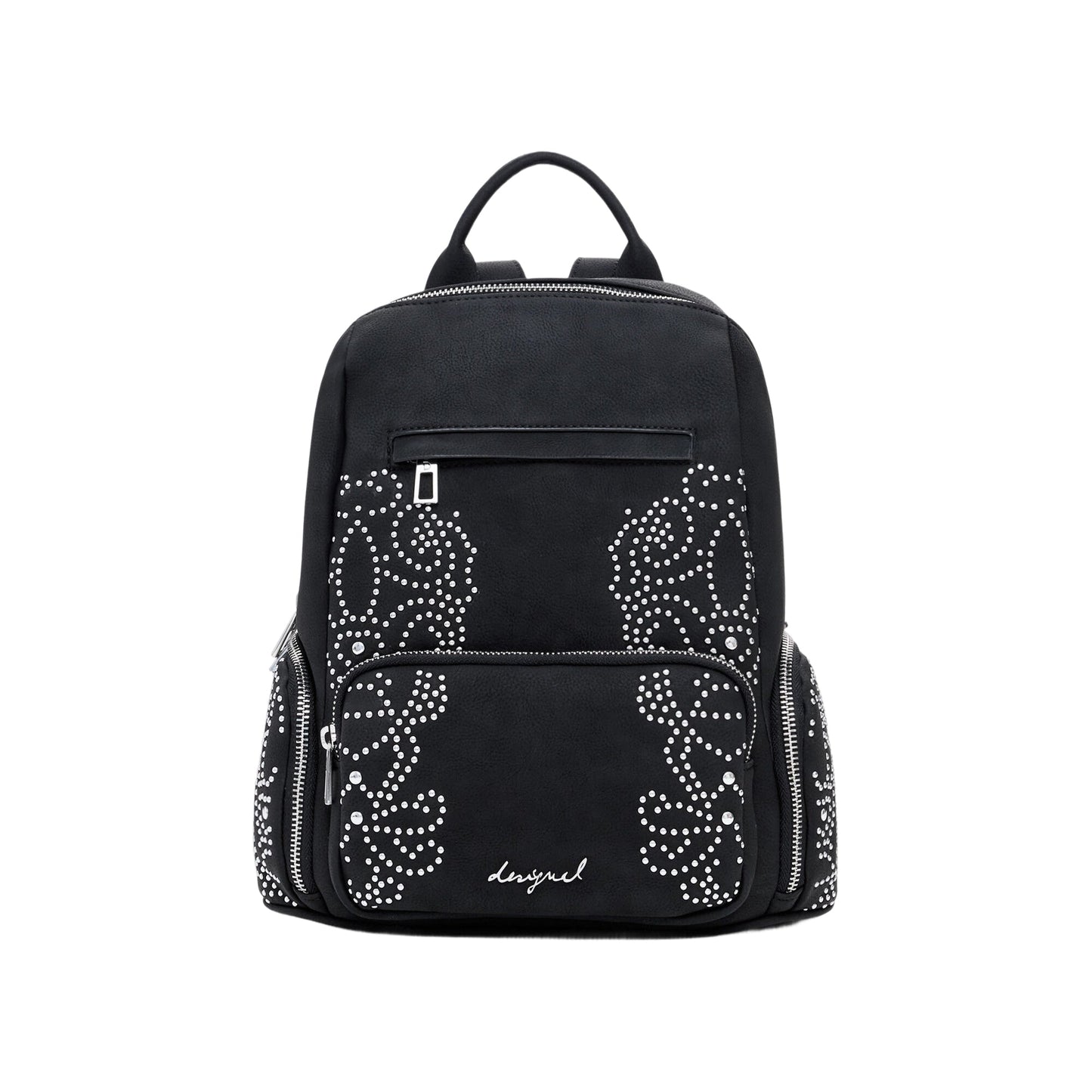 DESIGUAL Zaino Donna Poker Face Chester Mini con Borchie Nero