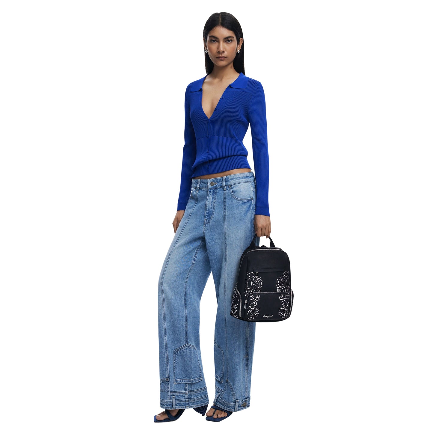 DESIGUAL Zaino Donna Poker Face Chester Mini con Borchie Nero