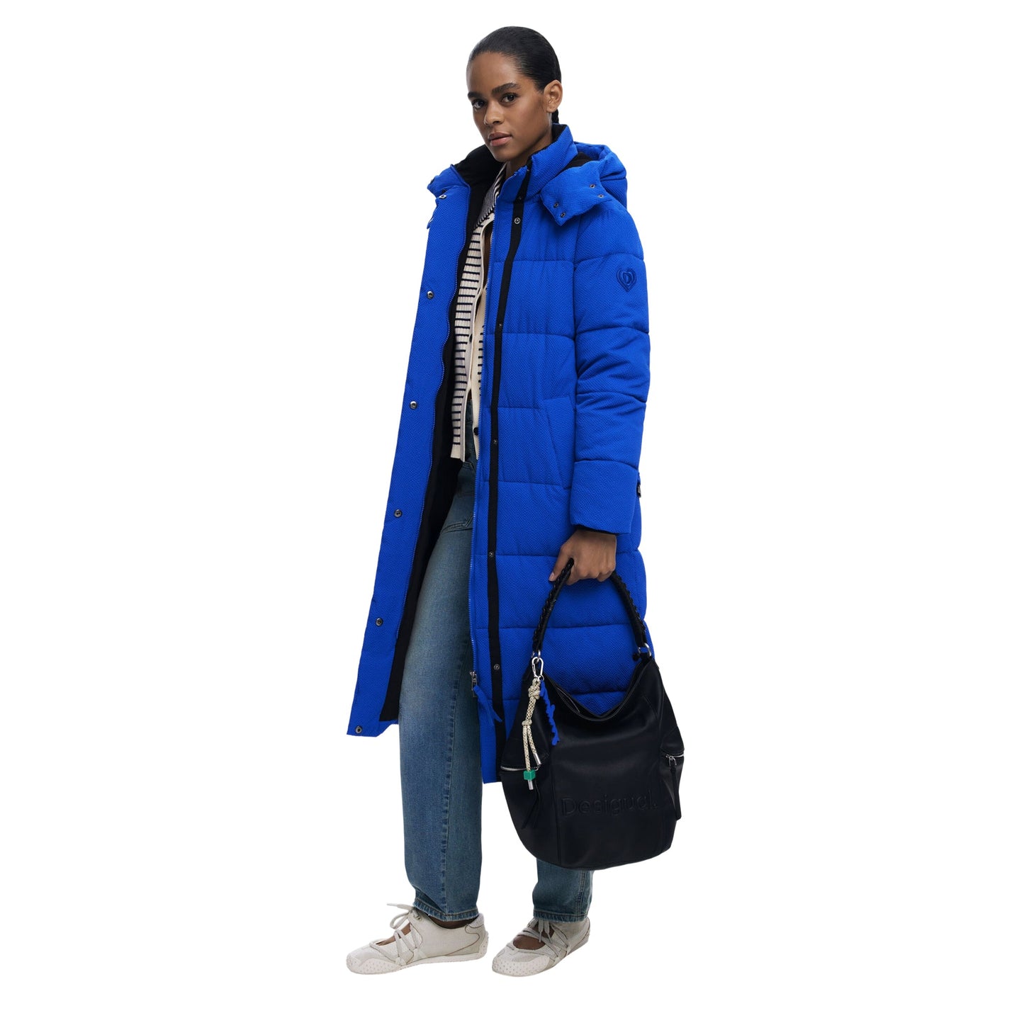 DESIGUAL Borsa Zaino Donna Half Logo Africa con Stampa in Rilievo Nero