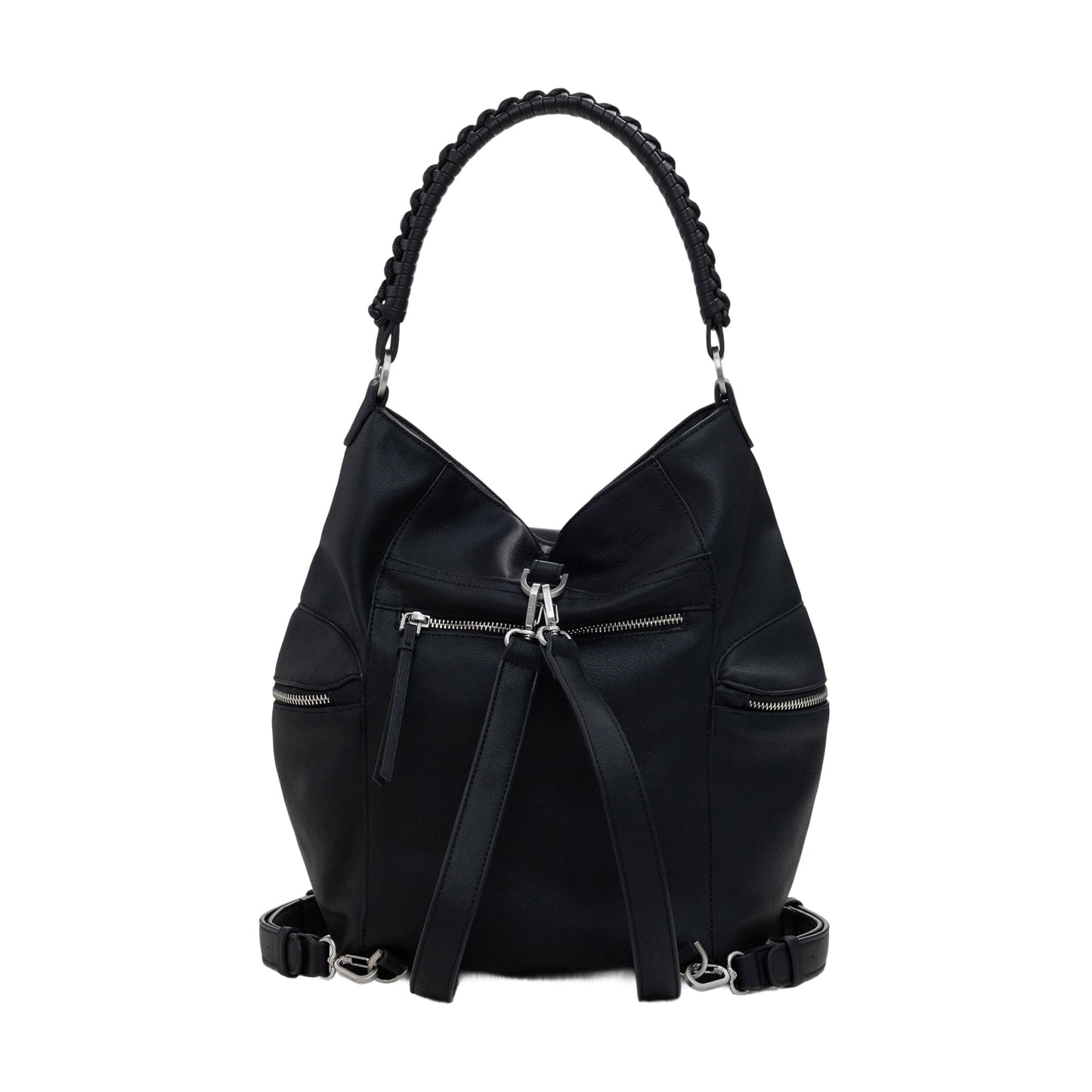 DESIGUAL Borsa Zaino Donna Half Logo Africa con Stampa in Rilievo Nero