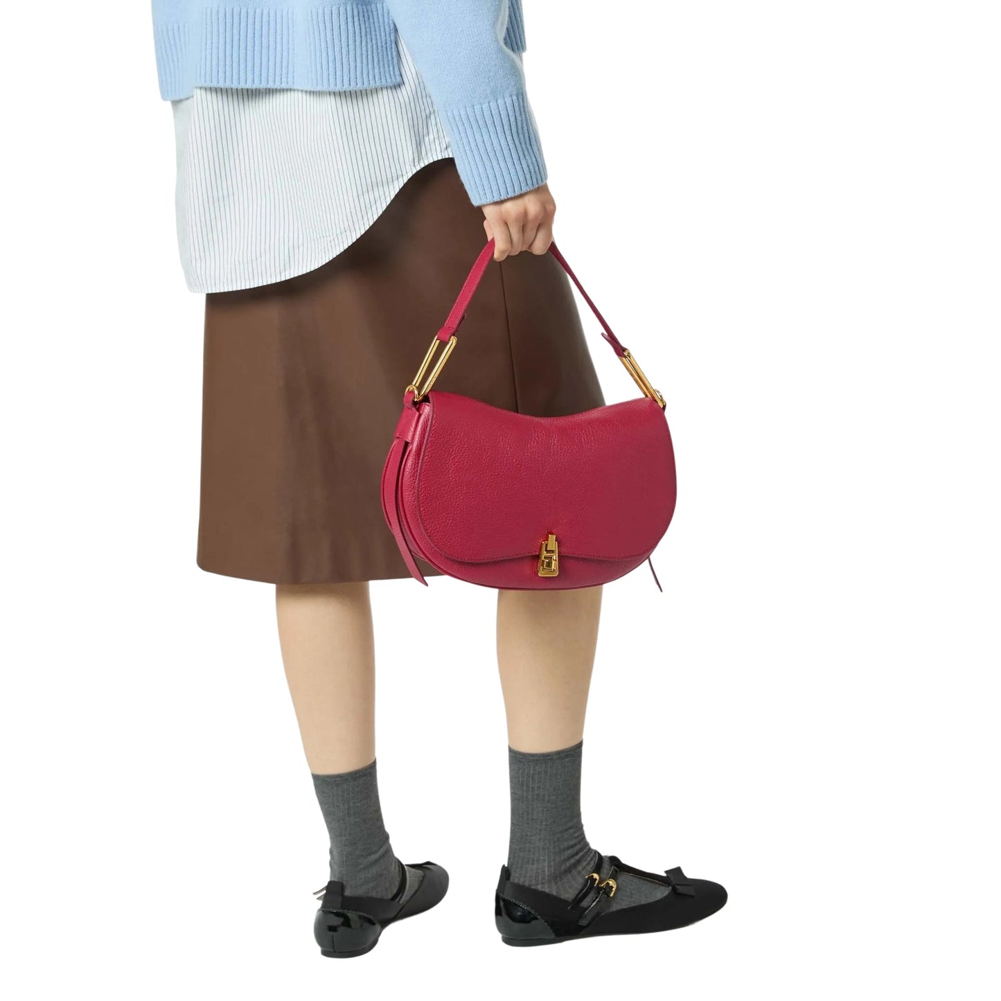 COCCINELLE Borsa Donna a Mano con Tracolla Rossa, In Vera Pelle, Magie Soft