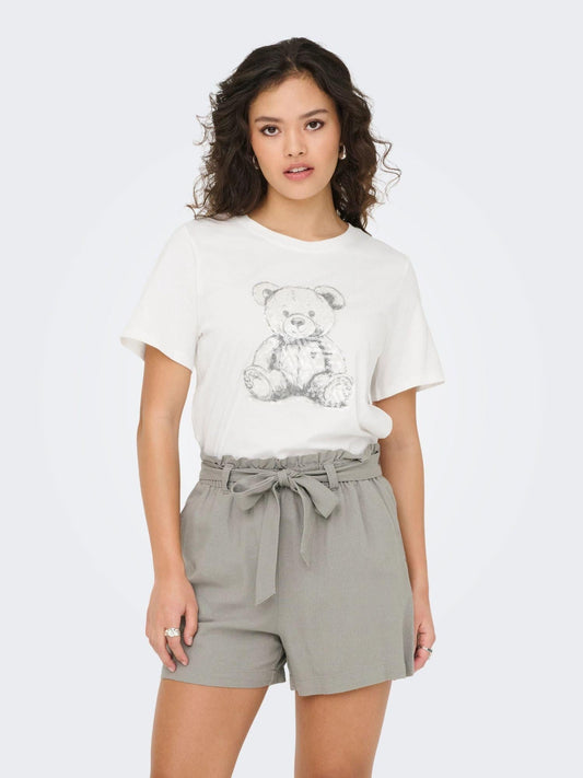 Jacqueline De Yong T-Shirt Donna Bibbi Bianco Cloud Dancer