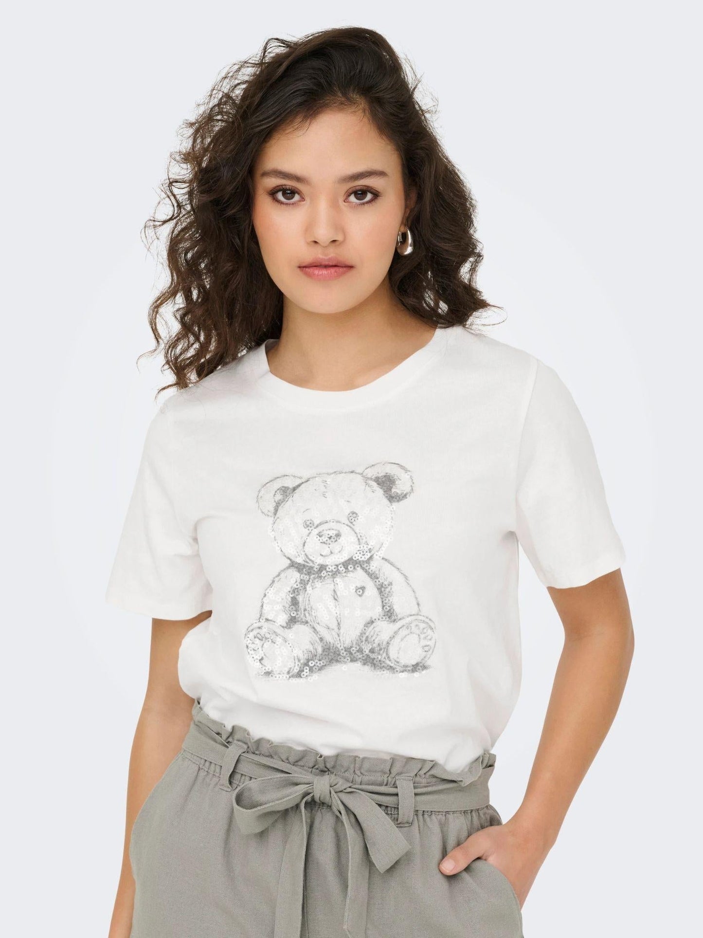 Jacqueline De Yong T-Shirt Donna Bibbi Bianco Cloud Dancer