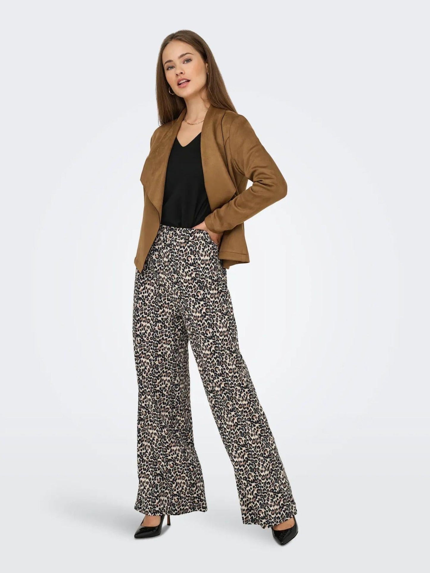 Jacqueline De Yong Pantaloni Donna Debbie Wide Fit Birch Leo