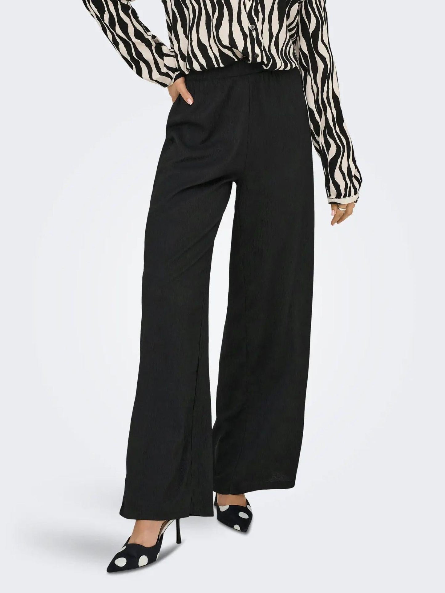 Jacqueline De Yong Pantaloni Donna Debbie Wide Fit Nero