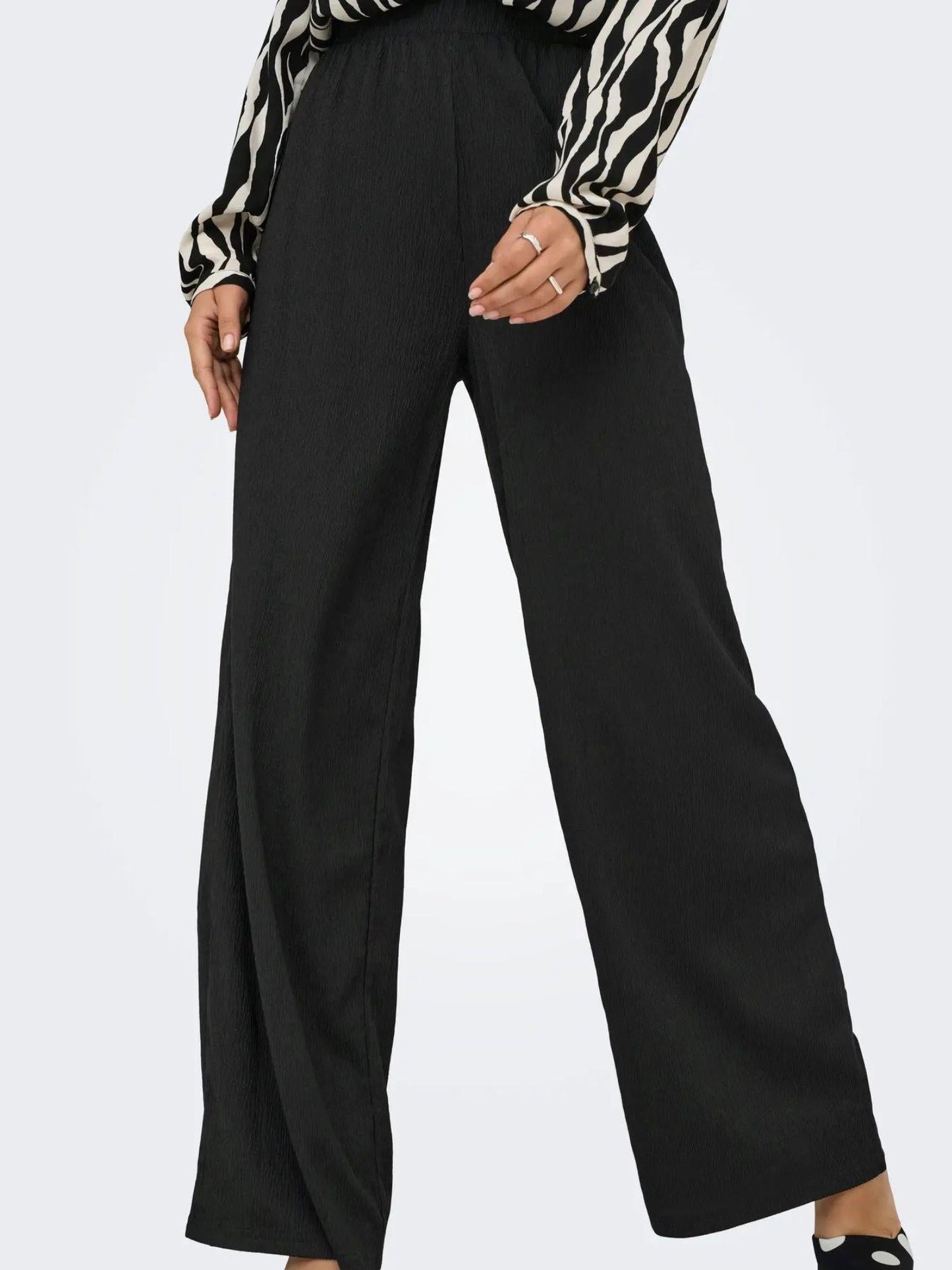 Jacqueline De Yong Pantaloni Donna Debbie Wide Fit Nero