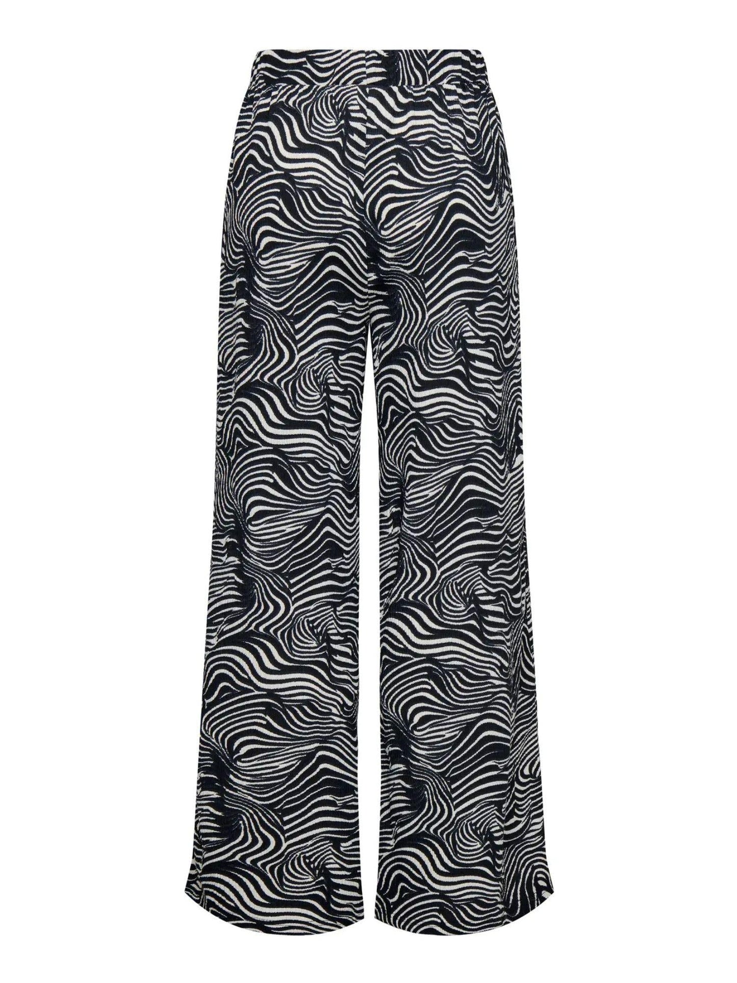 Jacqueline De Yong Pantaloni Donna Debbie Wide Fit Nero Whitecap Gray Geo