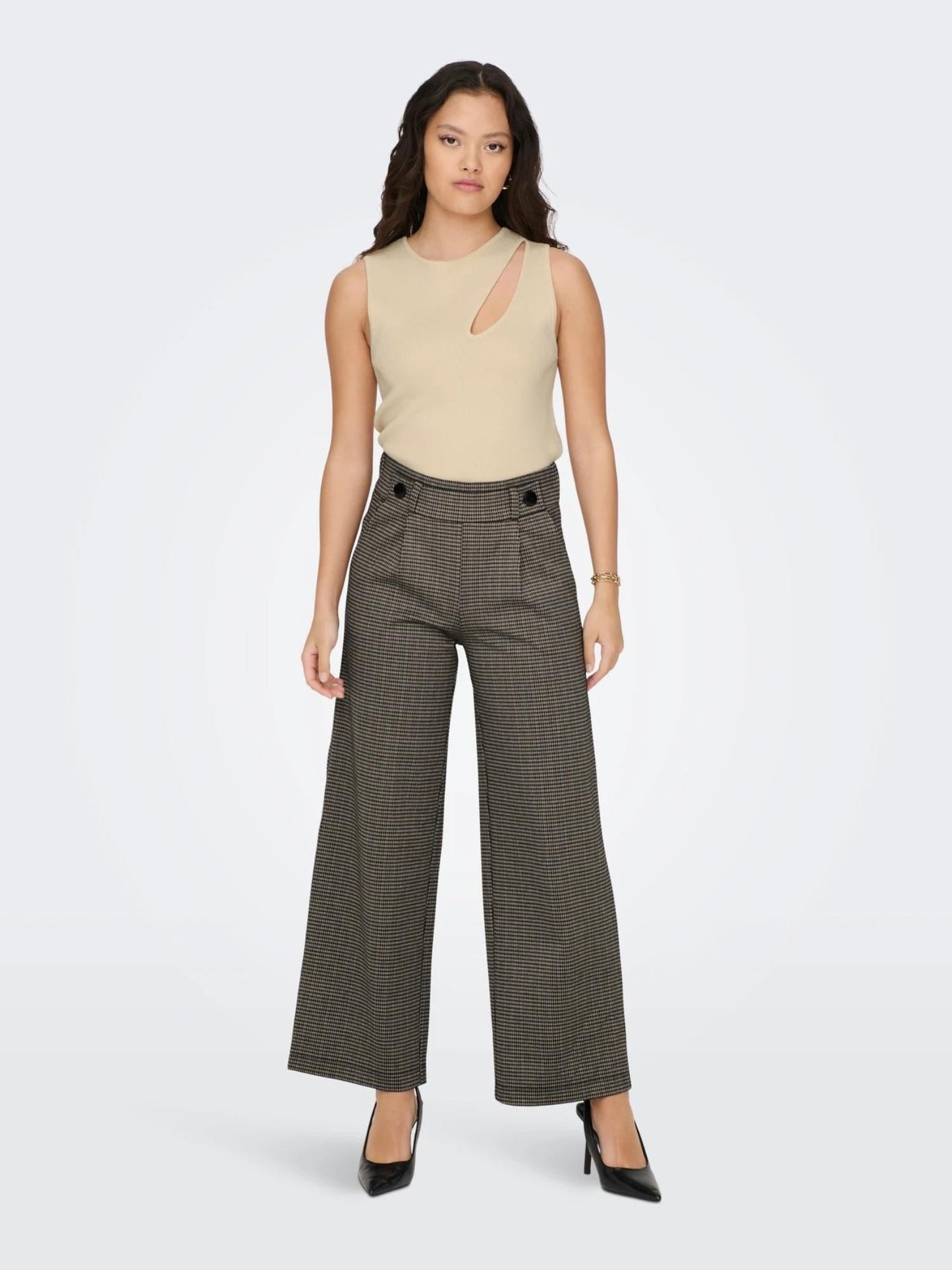 Jacqueline De Yong Pantaloni Donna Geggo Wide Leg Fit Cobblestone