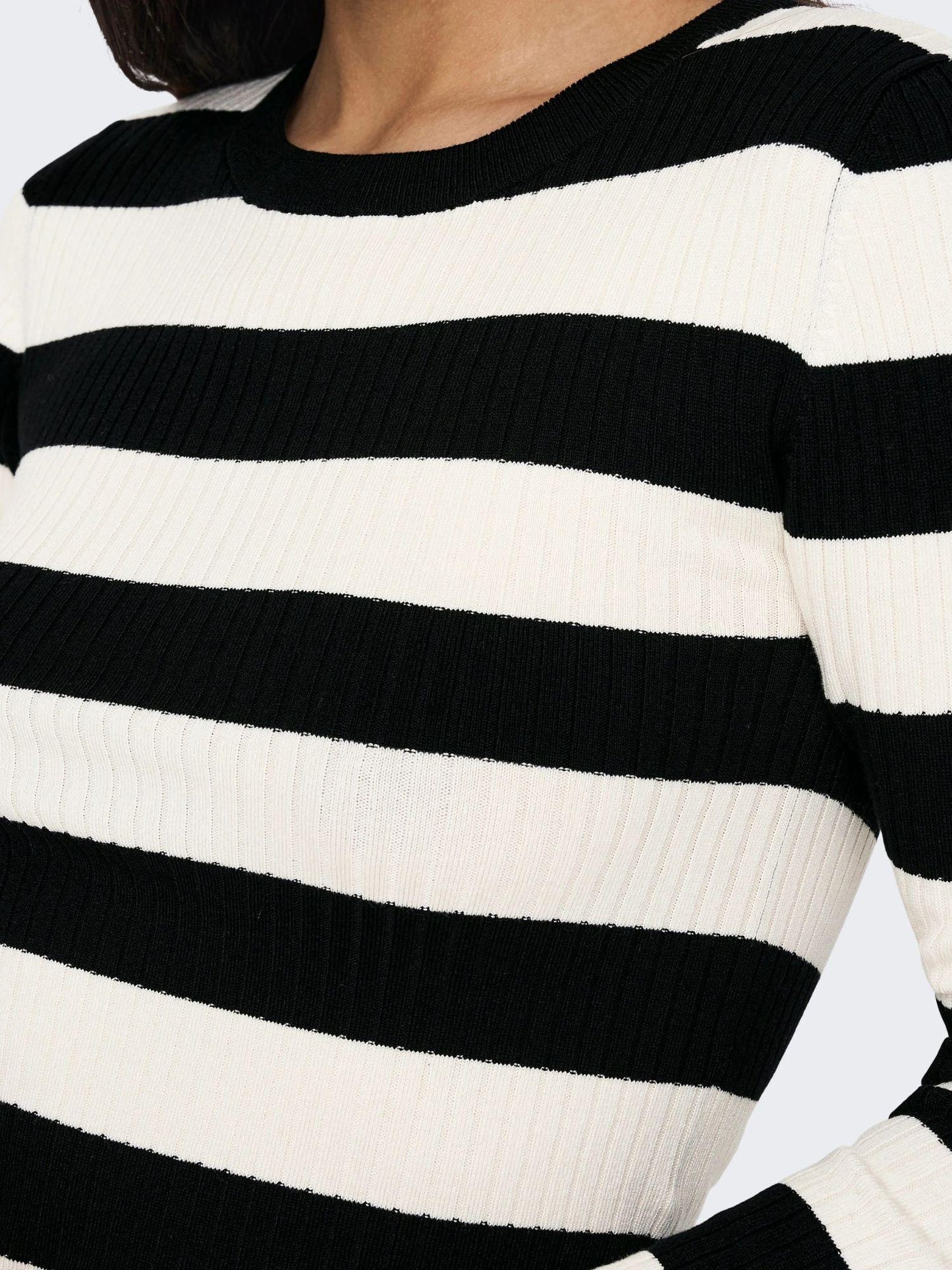 Jacqueline De Yong Maglione Donna Plum Nero Eggnog Stripes