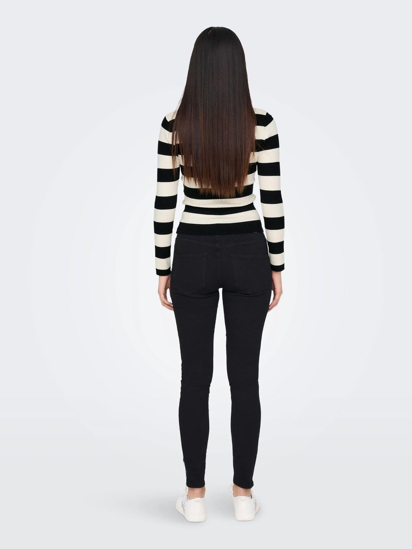 Jacqueline De Yong Maglione Donna Plum Nero Eggnog Stripes