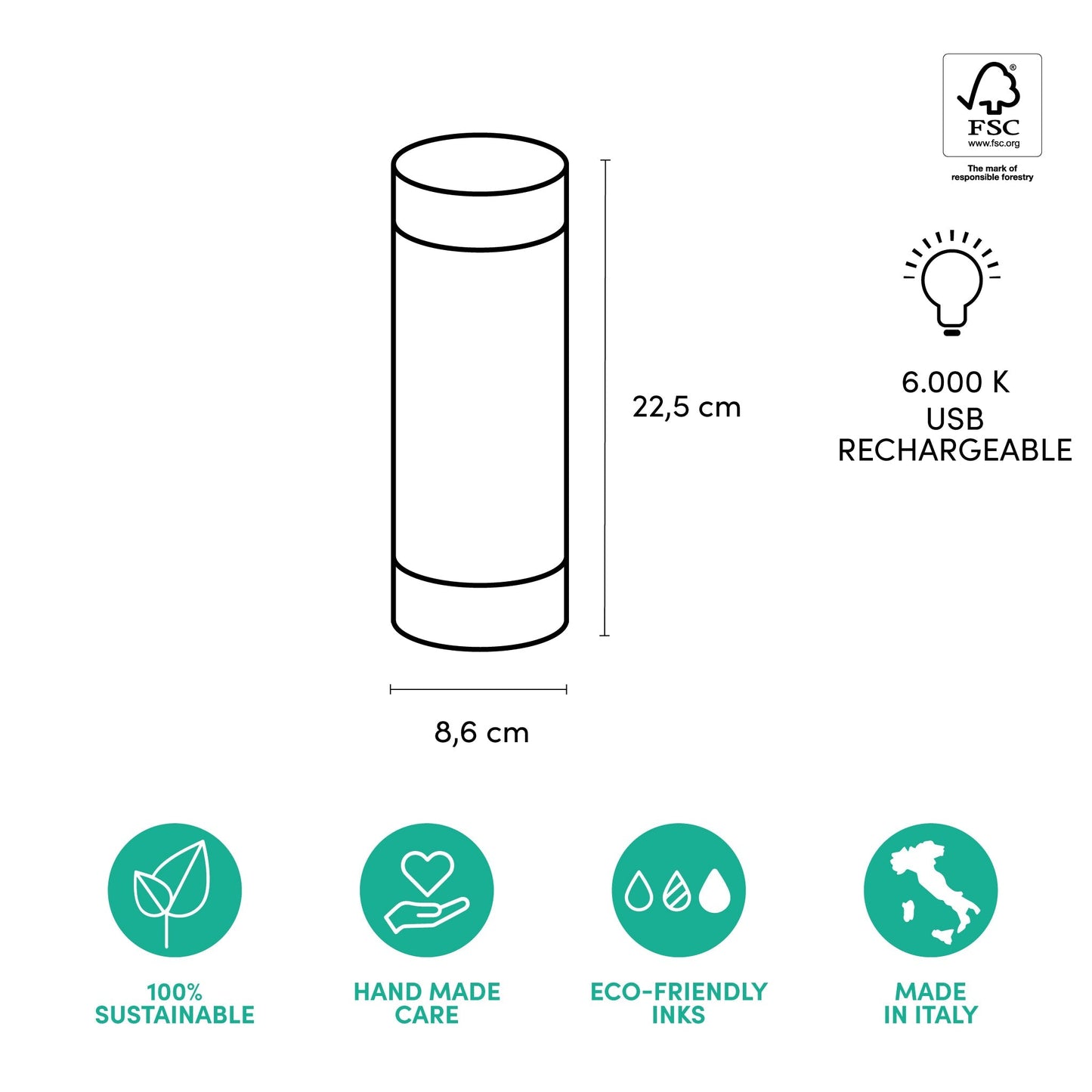 Lampada LED ricaricabile ecologica in carta – Kami Luxury