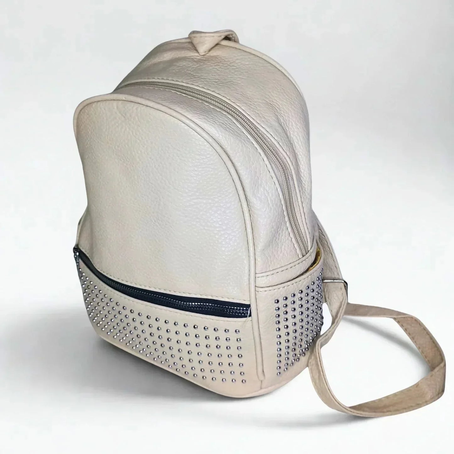 Leather Backpack with Side Pockets - MS-6965