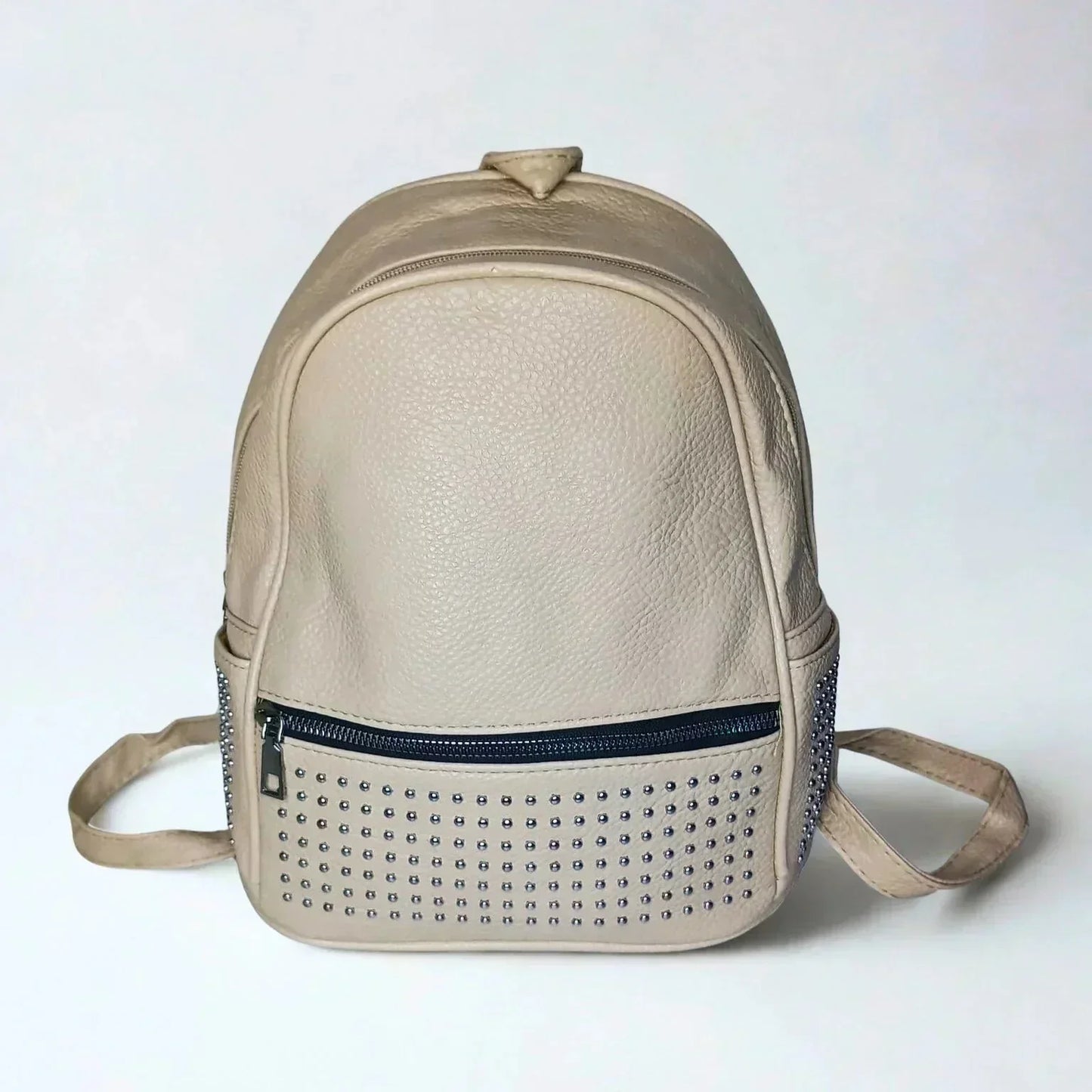 Leather Backpack with Side Pockets - MS-6965