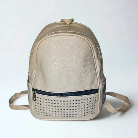 Leather Backpack with Side Pockets - MS-6965