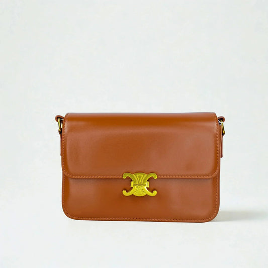 Leather Flap Bag with Gold Hardware - MS-8899