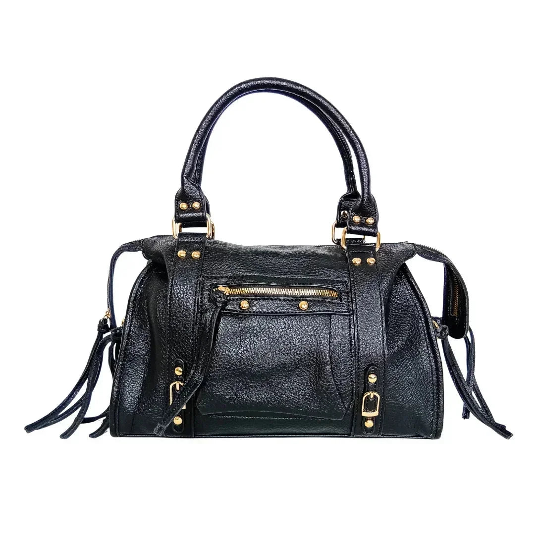 Leather handbag with gold-toned hardware MS-2202