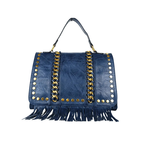 Leather handbag with metallic design - MS-5442