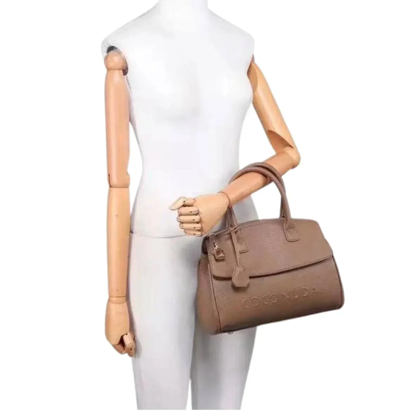 Leather Handbag with Shoulder Strap - MS-8345