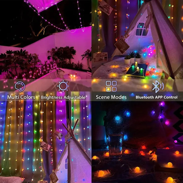 Luci natalizie catena luminosa multicolor decorazioni natalizi 50 led 7.50 metri