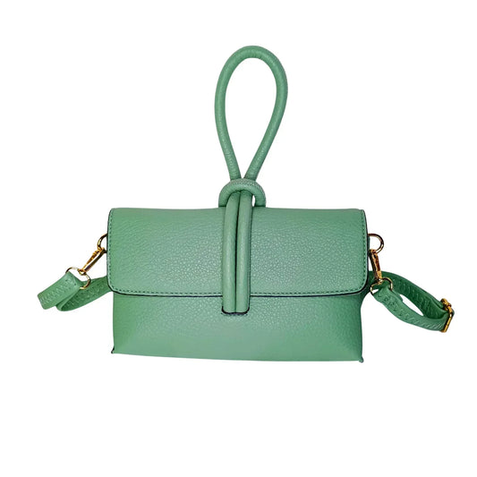Mint Green Leather Clutch Bag - MS-9642