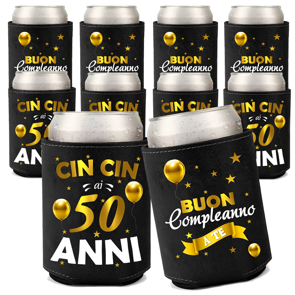 Raffredda Lattina Ecopelle Sintetica Nera Confezione da 10 - Buon 50 Compleanno