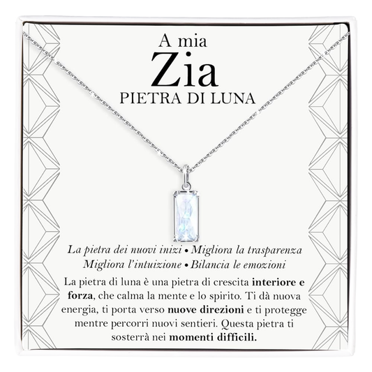 Collana Pietra di Luna Rettangolare in Argento Sterling 925 - A mia Zia