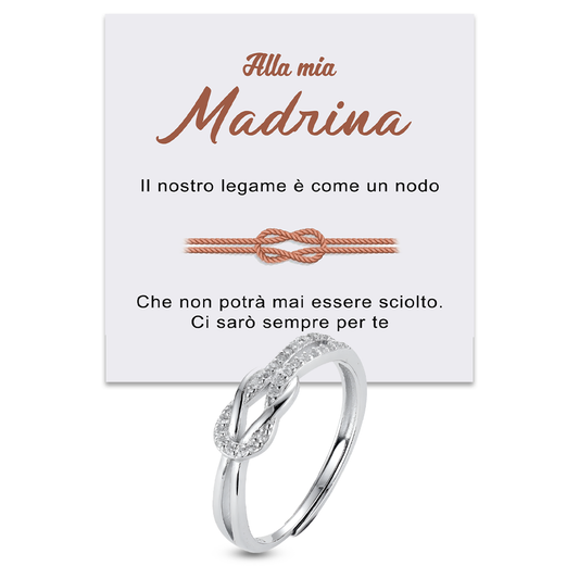 Anello Nodo da Donna in Argento Sterling 925 - Alla mia Madrina