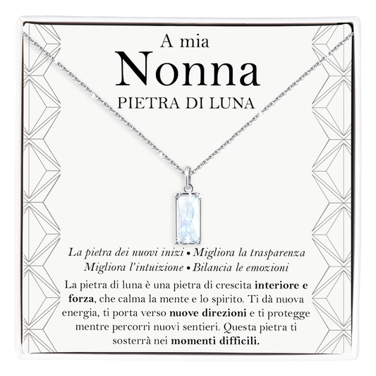 Collana Pietra di Luna Rettangolare in Argento Sterling 925 - A mia Nonna