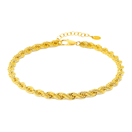 Bracciale Uomo - Corda Oro in Argento Sterling 925