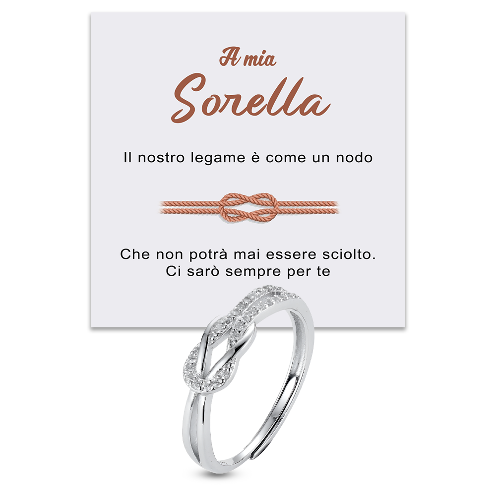 Anello Nodo da Donna in Argento Sterling 925 - A mia Sorella