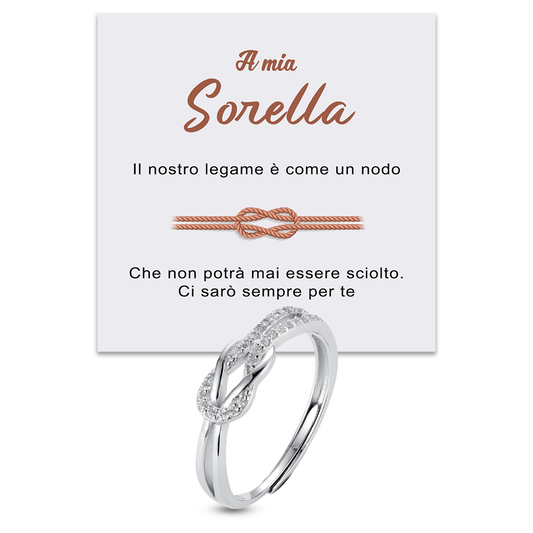 Anello Nodo da Donna in Argento Sterling 925 - A mia Sorella